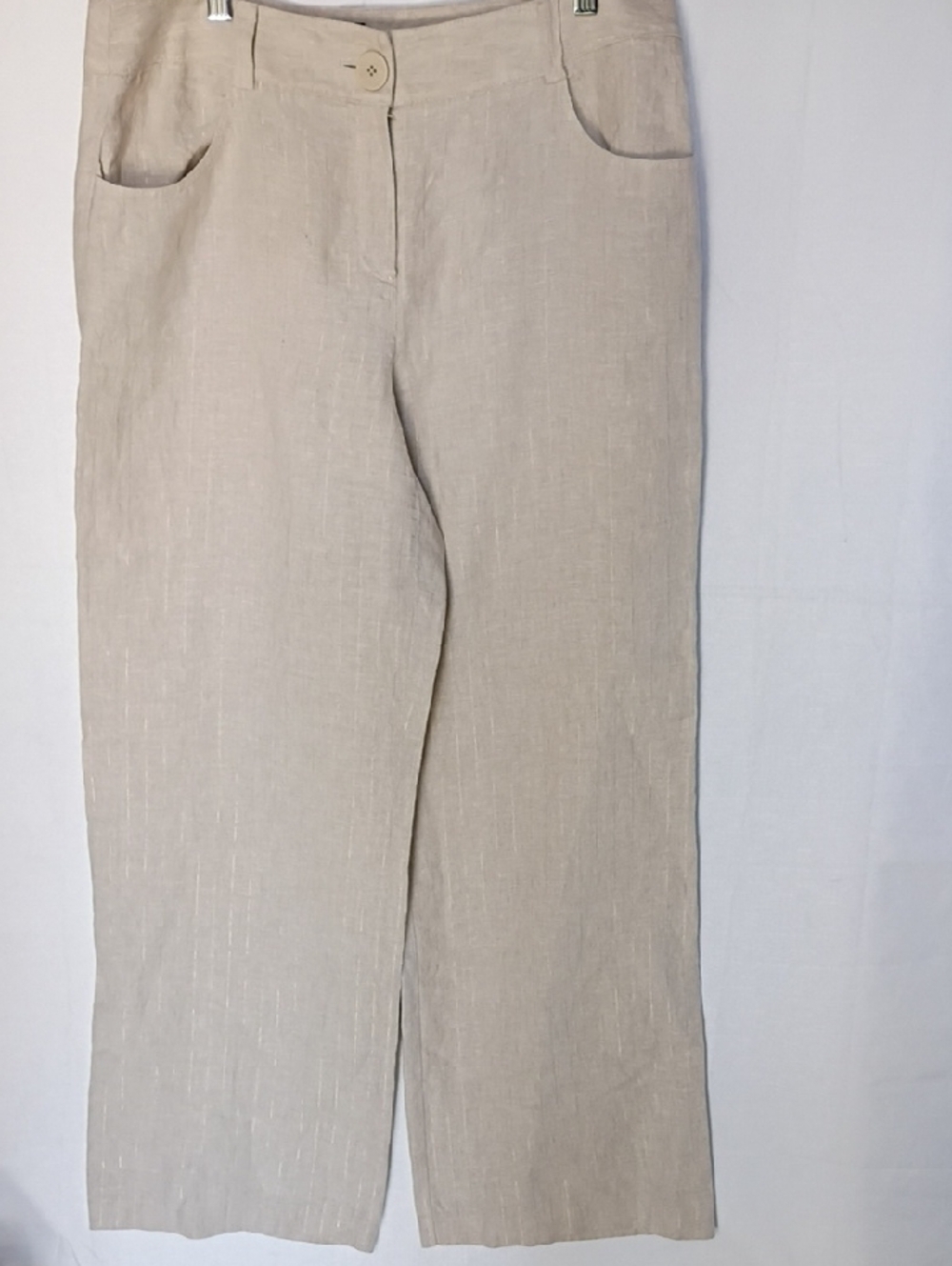 Style & Co. Women's Beige 100% Linen Wide-Leg Dress Pants Size 12